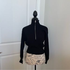 Black Zip-up Mock Neck Sweater